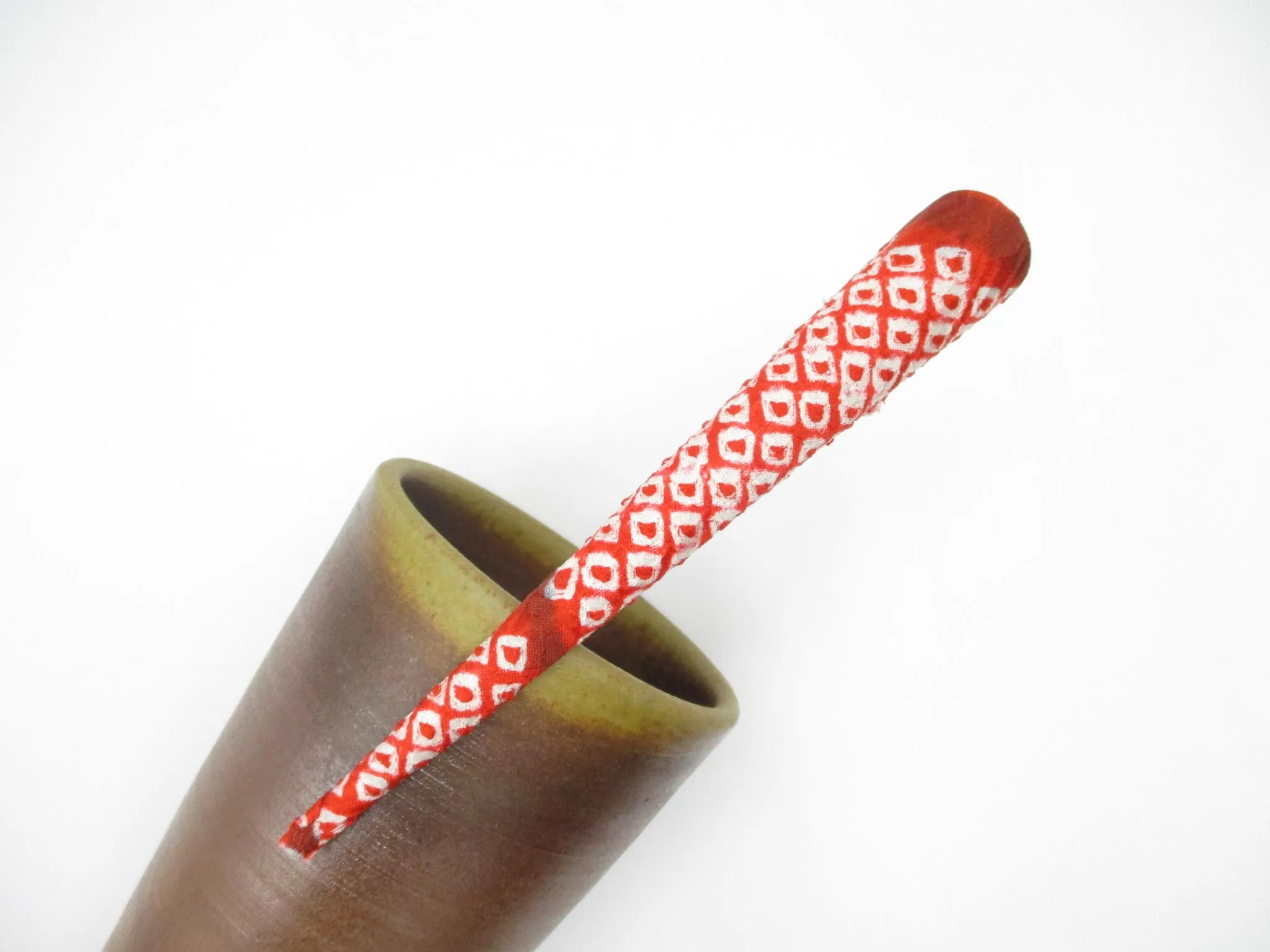 130mm 5/18 inch Kimono Alligator Hair Clip, Long Beak Clip, Red Shibori