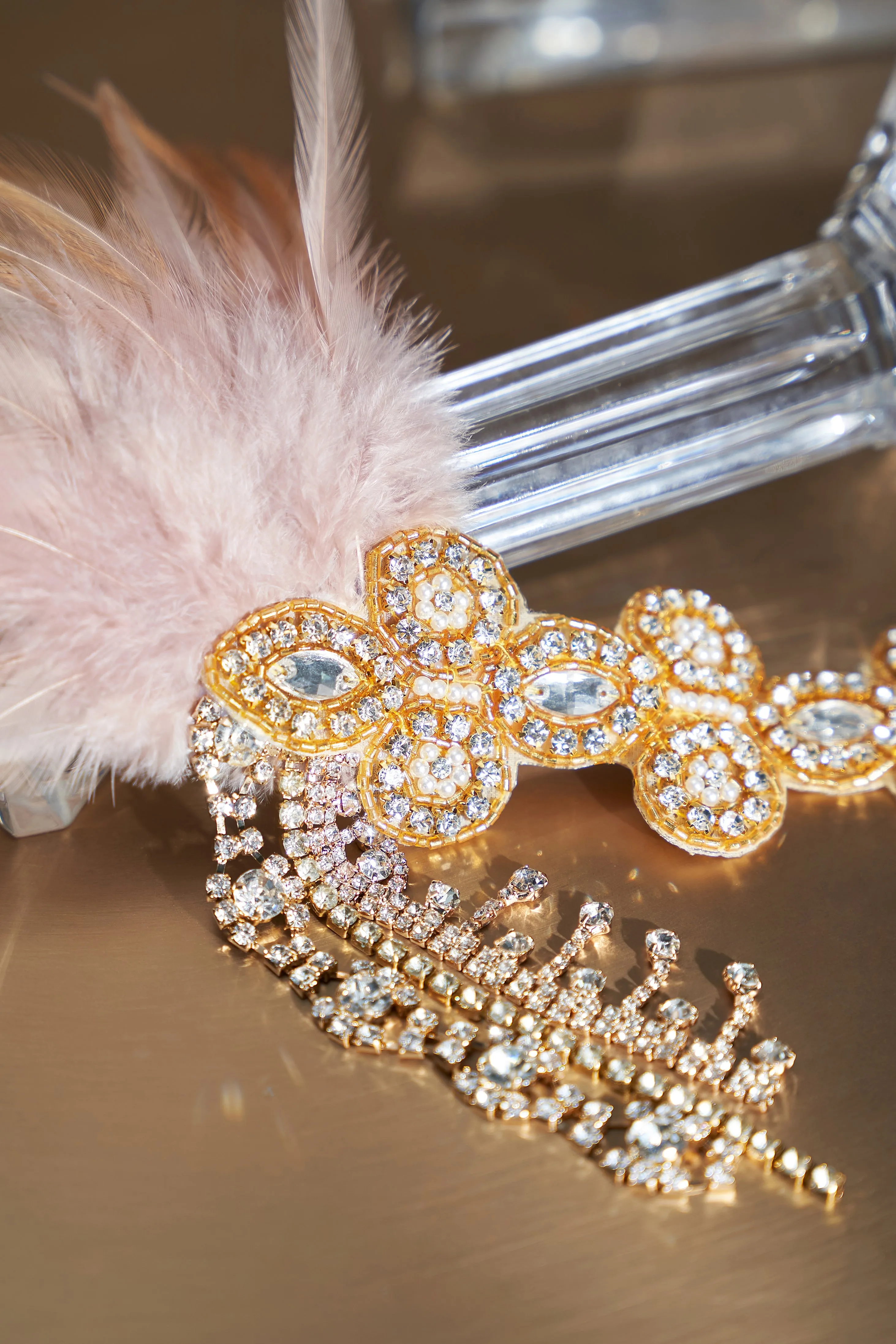 1920s Crystal Beaded Feather Headband