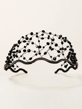 1pc Women's Fashionable Style Copper Wire & Crystal Beaded Hair Net Braid Hairband Elegant Street Tiaras