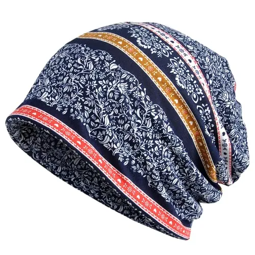 2-Pack Unisex Slouchy Knit Beanie Chemo Hat or Winter Cap - Pink & Gray