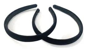 2 x Velvet Girls School Headband Alice band Hair Accessories - High Quality UK - Black