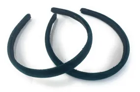 2 x Velvet Girls School Headband Alice band Hair Accessories - High Quality UK - Emerald / Dark Green