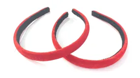 2 x Velvet Girls School Headband Alice band Hair Accessories - High Quality UK - Red