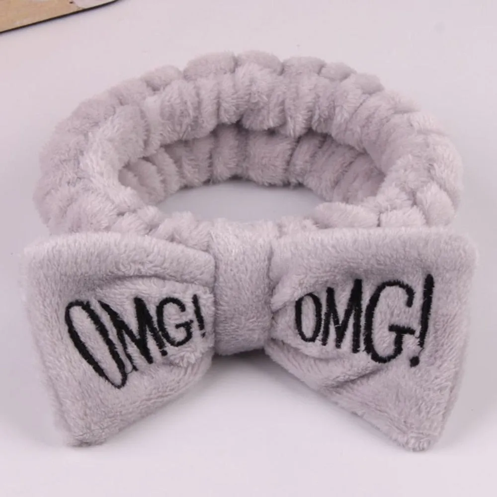2022 New OMG Letter Coral Fleece Wash Face Bow Hairbands For Women Girls Headbands Headwear Hair Bands Turban Hair Accessories