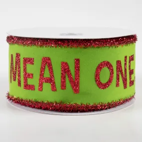 2.5" You're A Mean One Green Monster Ribbon: Tinsel Edge (10 Yards)