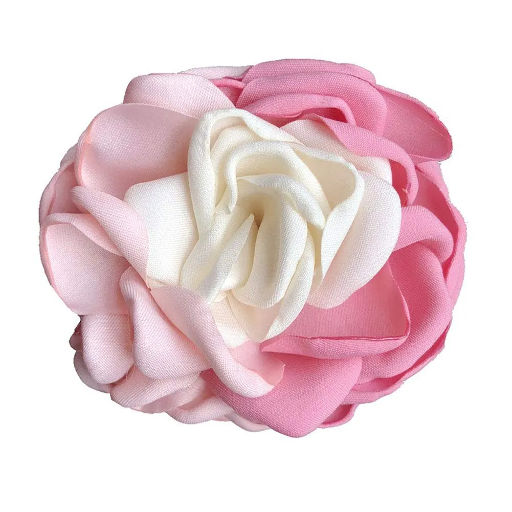 2PCS Sweet Large Rose Flower Hair Claws Beauty Ribbon Bow Hair Clips Headwear Hair Jewelry for Women Accessories (Pink   Pink blue)