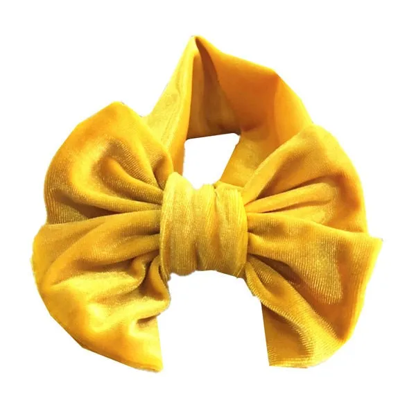 5" Big Smooth Velvet Kids Girl Hair Bow Elastic Headband Fall/Winter Warm Headwrap Birthday Party Hair Accessories