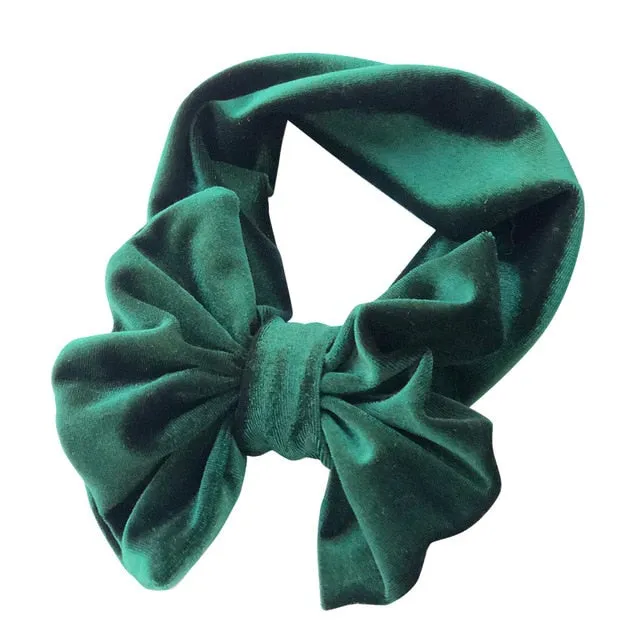 5" Big Smooth Velvet Kids Girl Hair Bow Elastic Headband Fall/Winter Warm Headwrap Birthday Party Hair Accessories