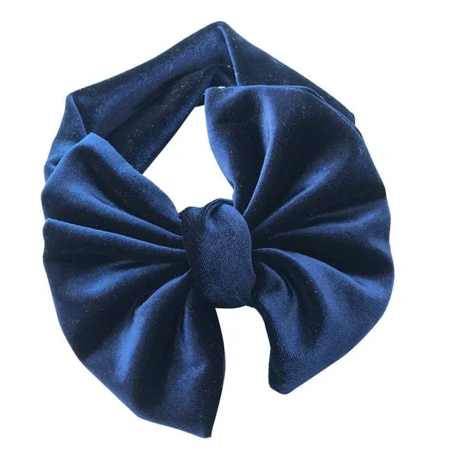 5" Big Smooth Velvet Kids Girl Hair Bow Elastic Headband Fall/Winter Warm Headwrap Birthday Party Hair Accessories