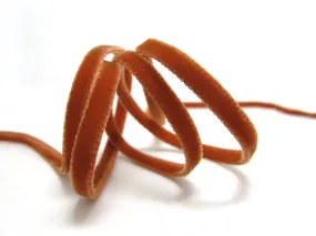 6 / 9/ 22/ 36mm || DOUBLE SIDED Velvet Ribbon || Dark Orange Color | Swiss Made Nylon Velvet by the YARD