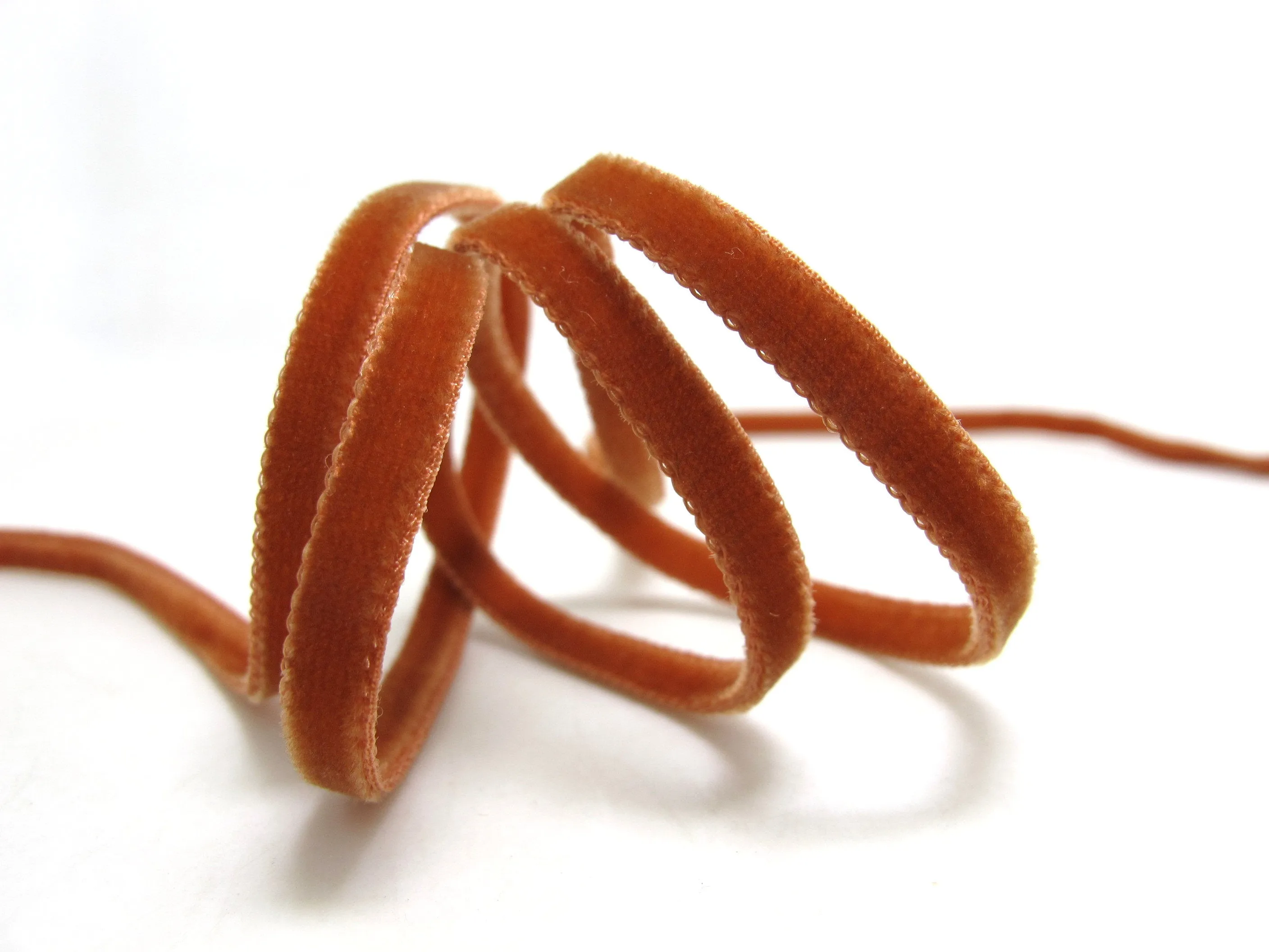6 / 9/ 22/ 36mm || DOUBLE SIDED Velvet Ribbon || Dark Orange Color | Swiss Made Nylon Velvet by the YARD