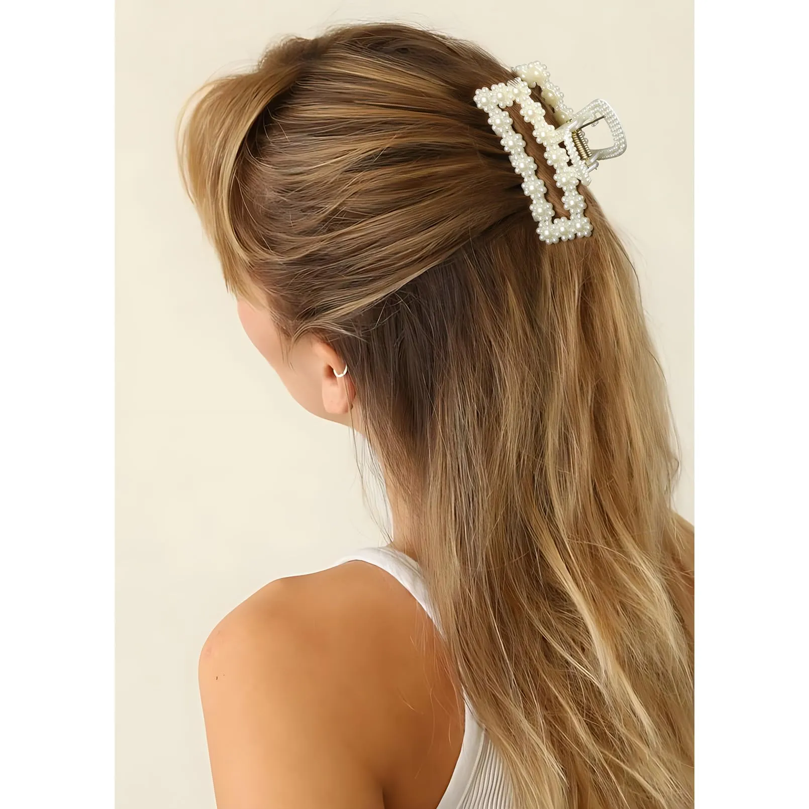 6PCS Pearl Bridesmaid Hair Claw Clips with Ribbon Bachelorette Gifts for Bridesmaid 3 Inch Rectangle Bridesmaid Hair Hccessories for Wedding Party Favors