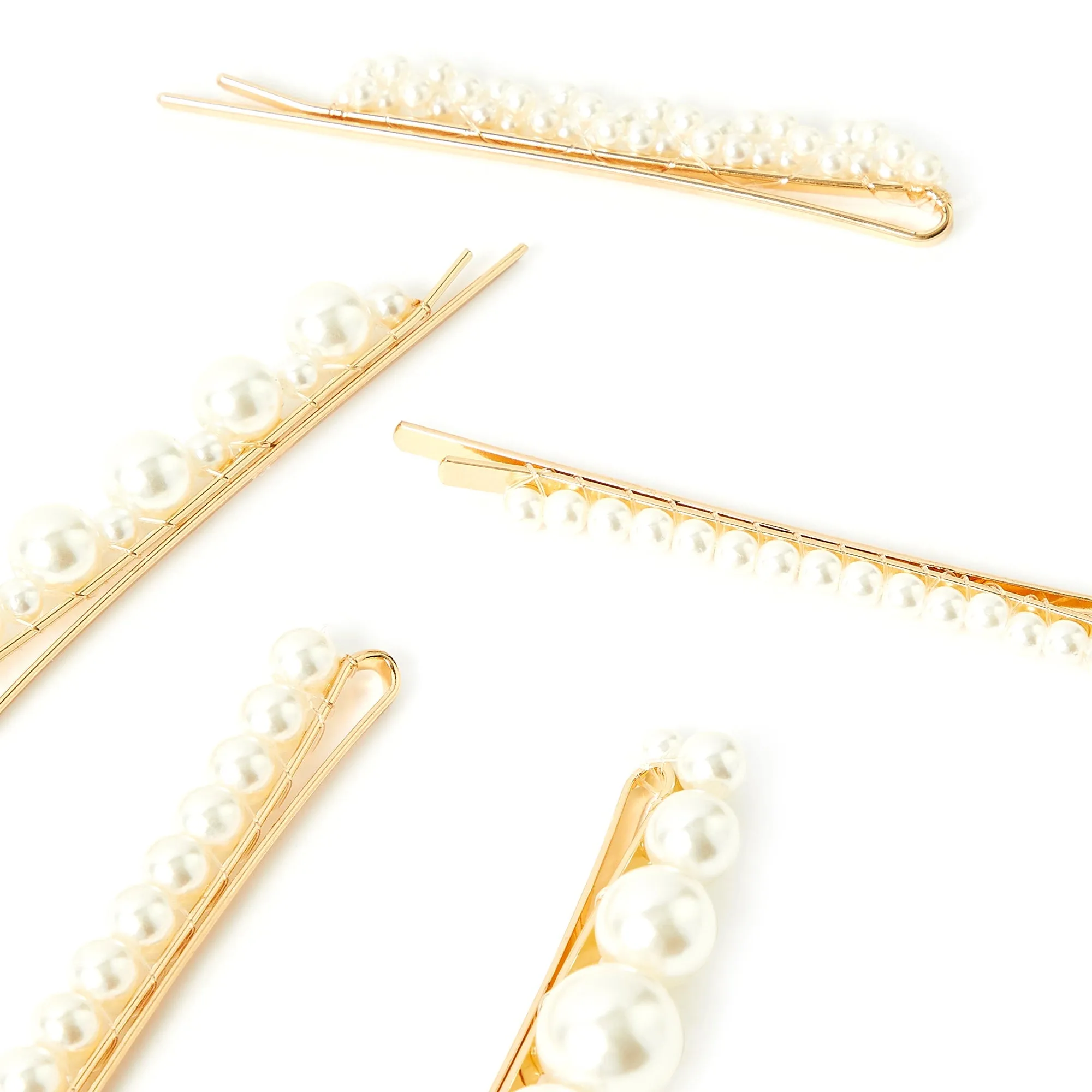 Accessorize London Women's Set of 5 Mixed Pearly Slides Hair Clip Pack