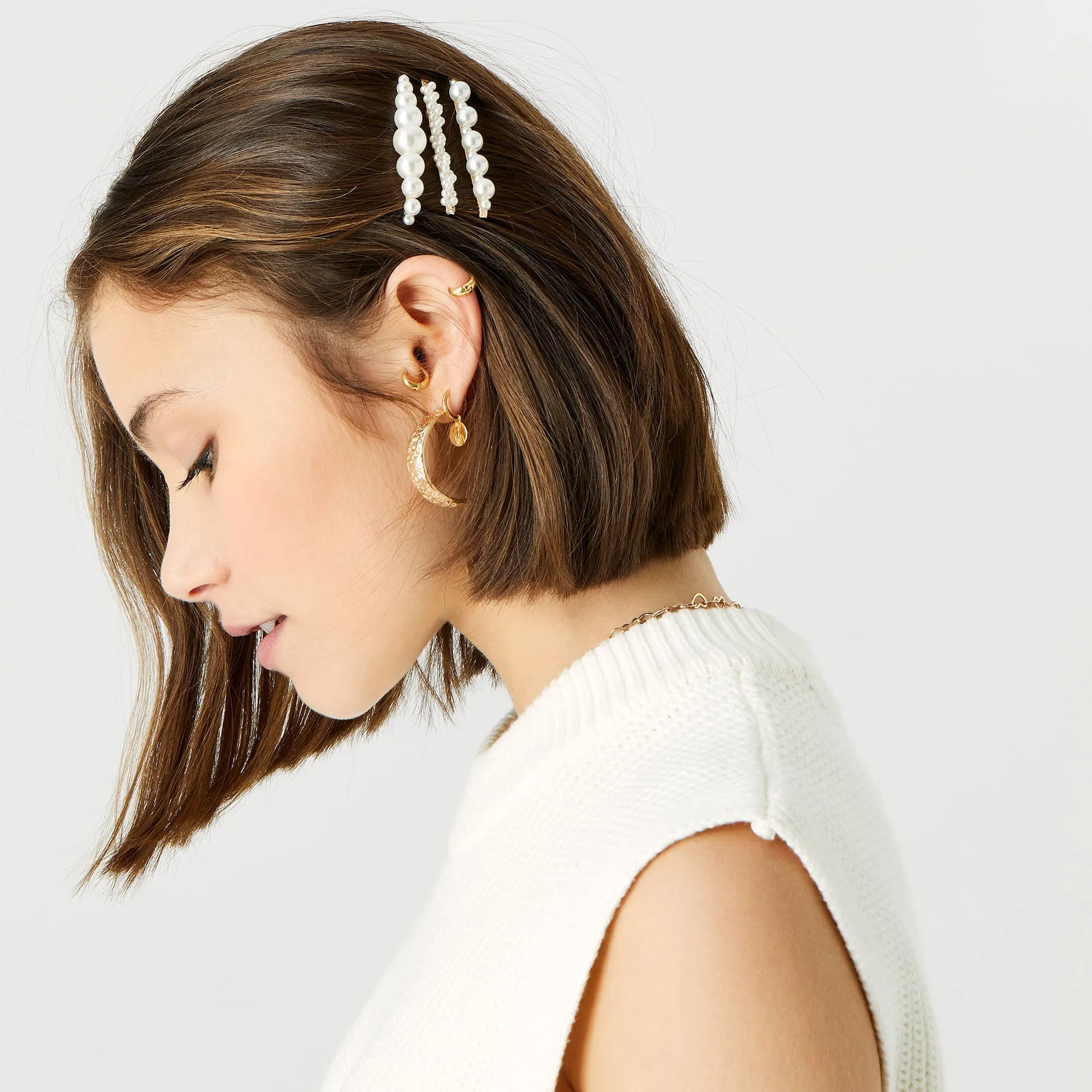 Accessorize London Women's Set of 5 Mixed Pearly Slides Hair Clip Pack