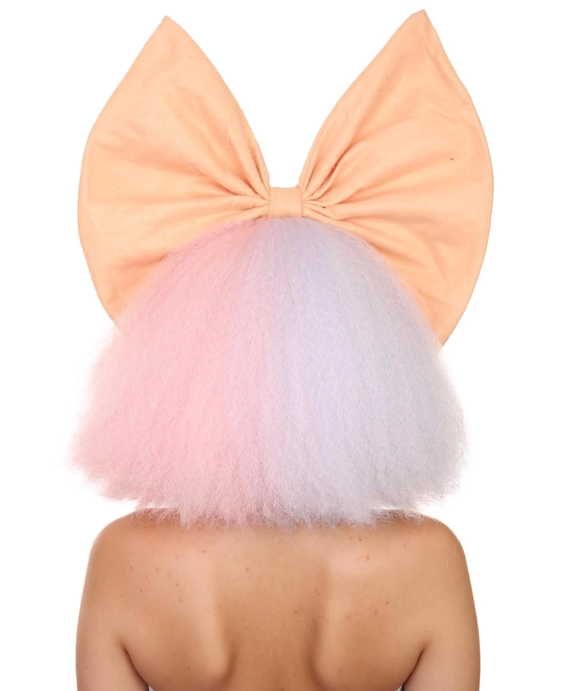 Adult Women's 14" Inch Medium Length Halloween Cosplay Two Tone Super Group Wig with Bow, Synthetic Soft Fiber Hair, Perfect for your next Festival or Party! | HPO