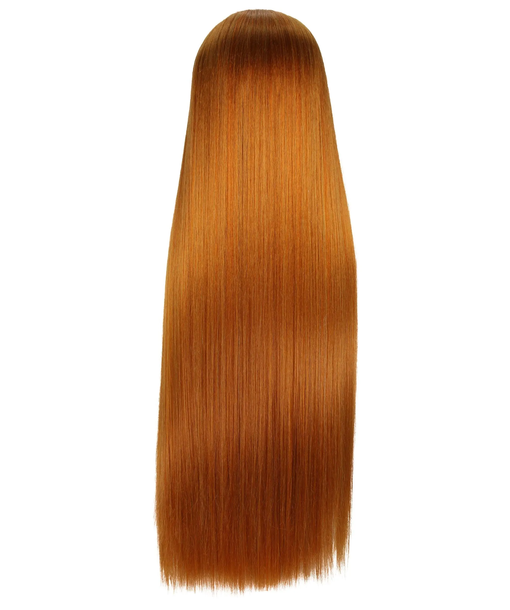 Adult Women’s American Rapper Long Shiny Dark Orange Wig, Best for Halloween, Flame-retardant Synthetic Fiber
