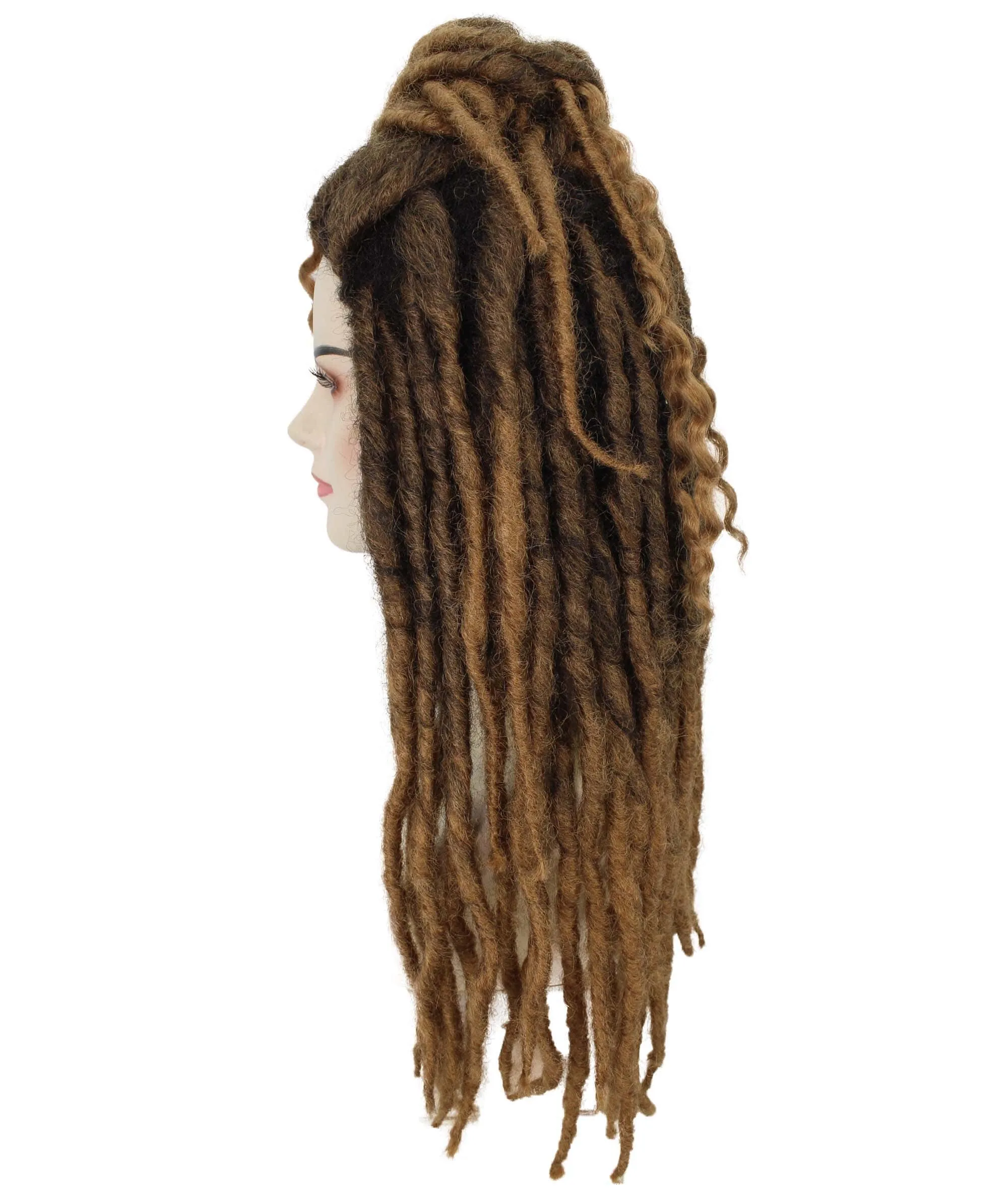 Adult Women's Dark Brown Deep Wave Long Braided Wigs | Best for Halloween | Flame-retardant Synthetic Fiber