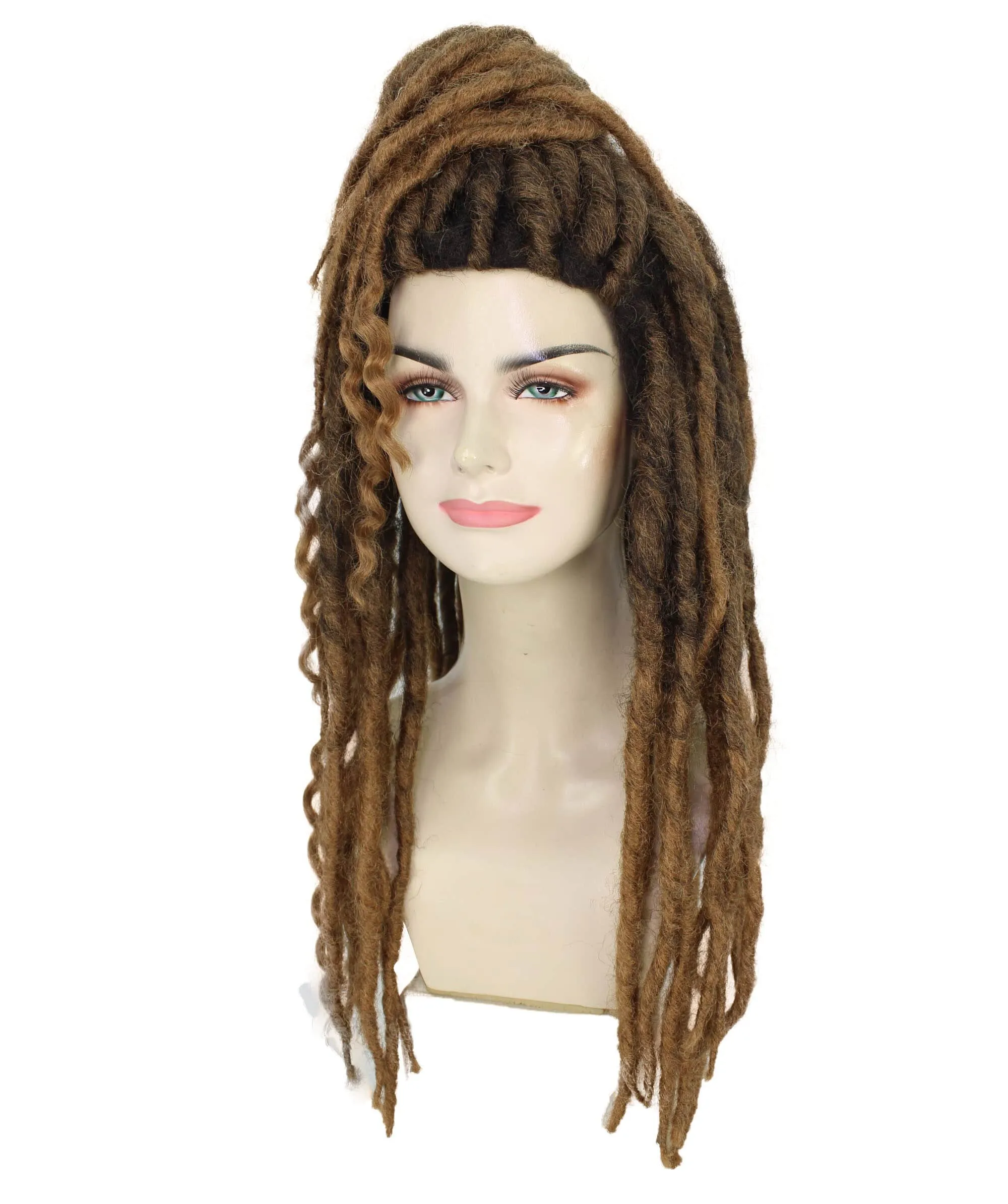 Adult Women's Dark Brown Deep Wave Long Braided Wigs | Best for Halloween | Flame-retardant Synthetic Fiber