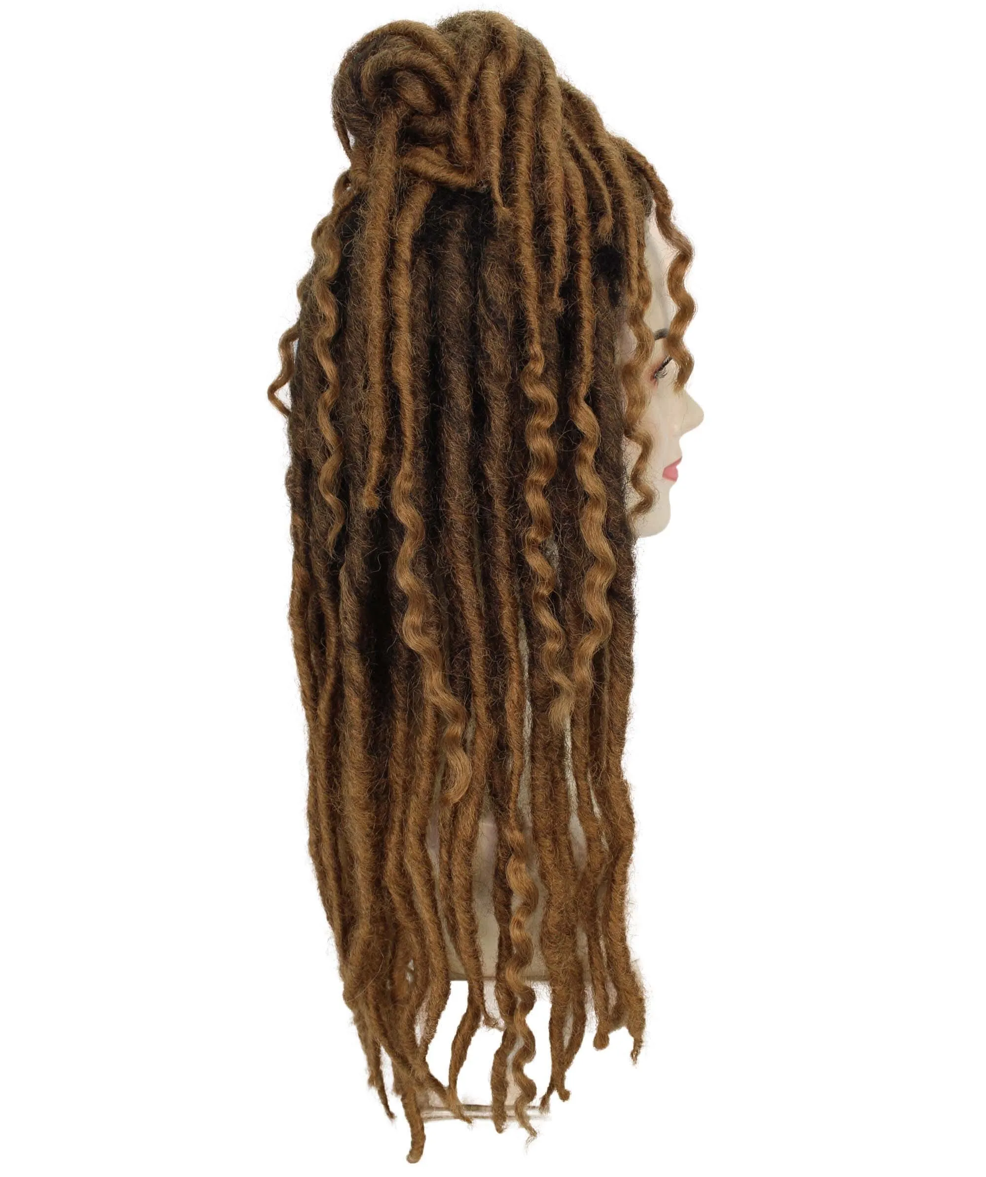 Adult Women's Dark Brown Deep Wave Long Braided Wigs | Best for Halloween | Flame-retardant Synthetic Fiber