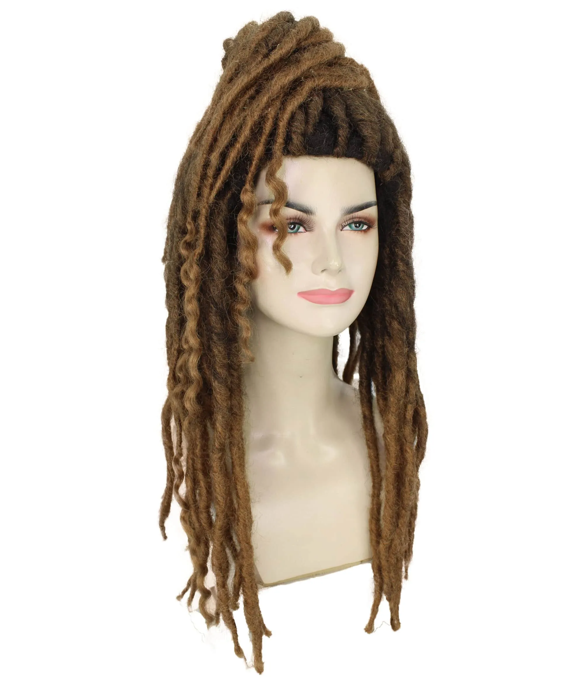 Adult Women's Dark Brown Deep Wave Long Braided Wigs | Best for Halloween | Flame-retardant Synthetic Fiber