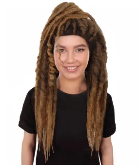 Adult Women's Dark Brown Deep Wave Long Braided Wigs | Best for Halloween | Flame-retardant Synthetic Fiber