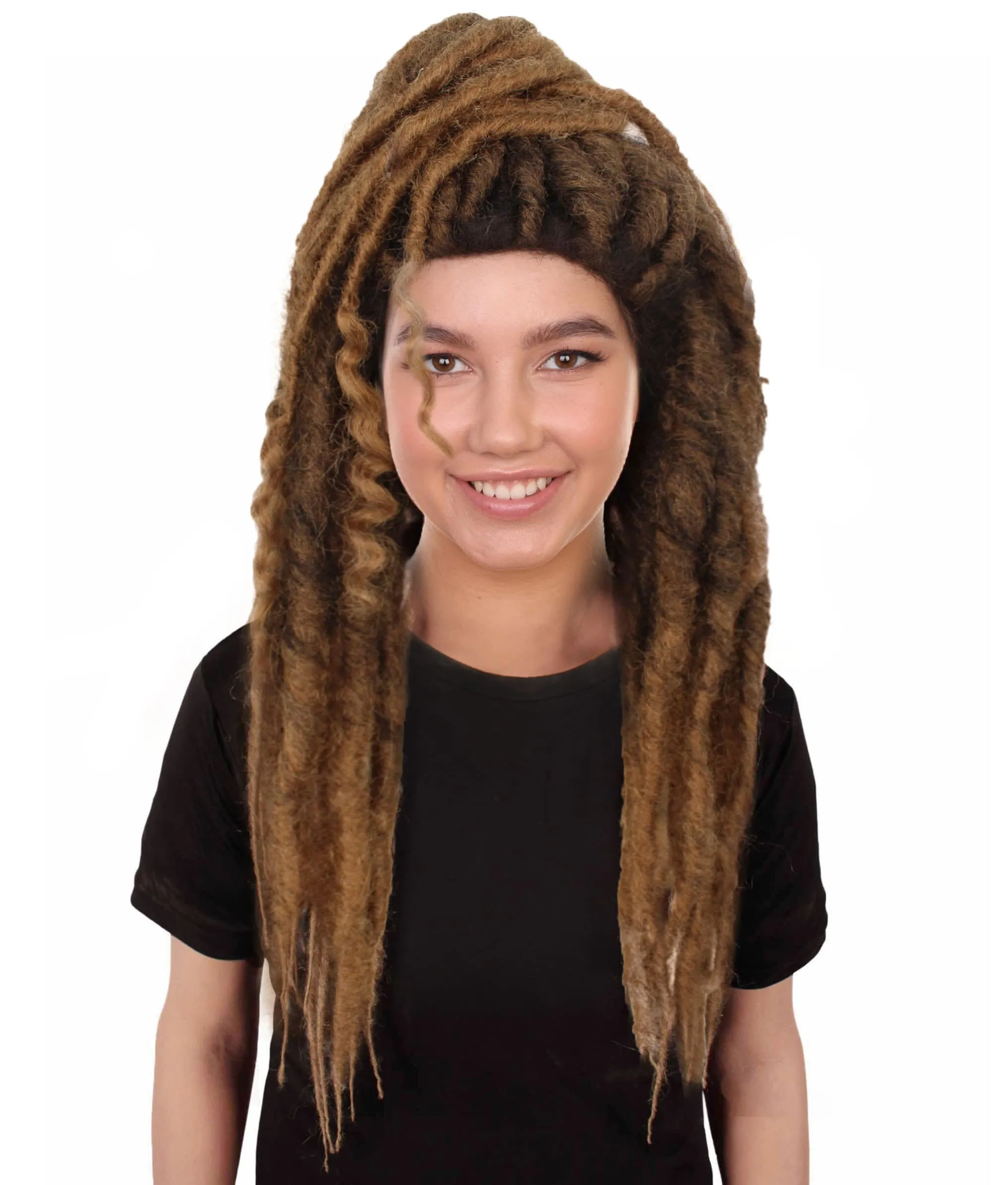 Adult Women's Dark Brown Deep Wave Long Braided Wigs | Best for Halloween | Flame-retardant Synthetic Fiber
