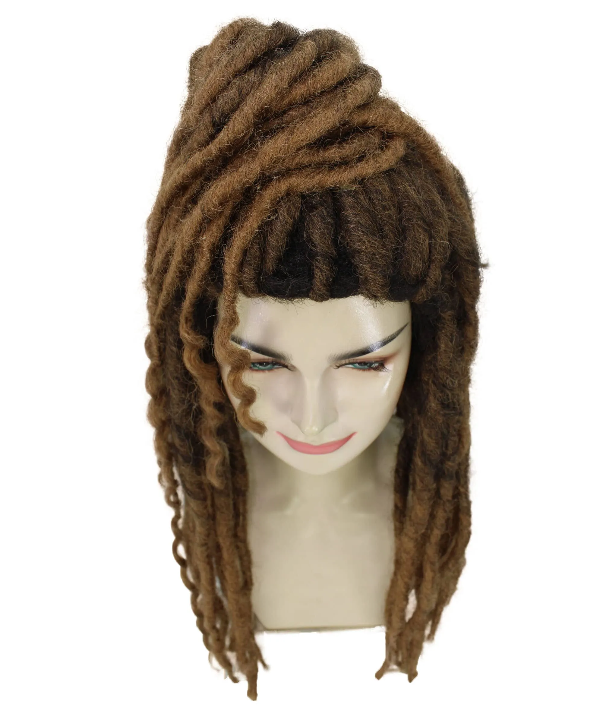 Adult Women's Dark Brown Deep Wave Long Braided Wigs | Best for Halloween | Flame-retardant Synthetic Fiber