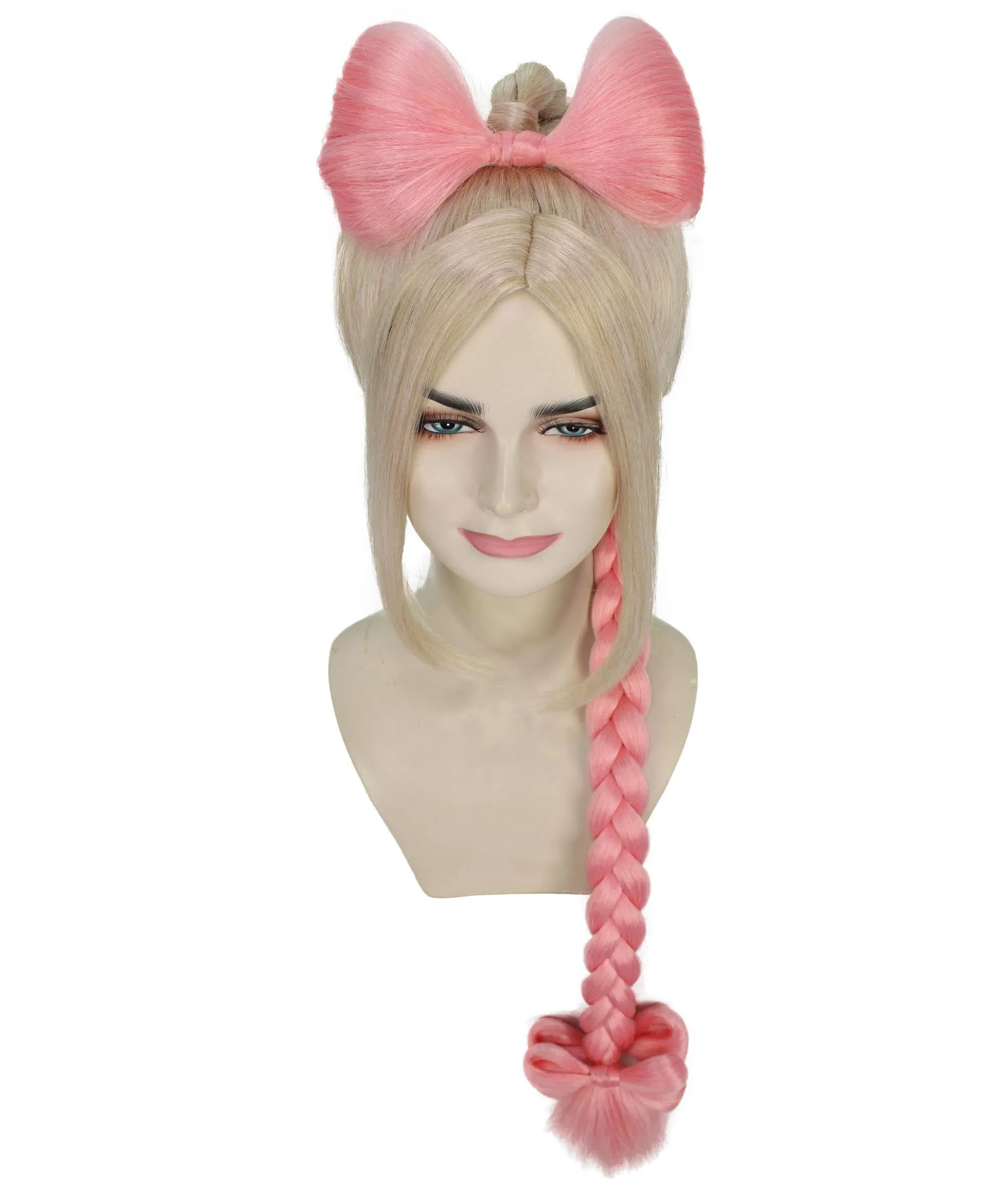 Adult Women's Pink & Blonde Somi Braided Ponytail Wig | Best for Halloween | Flame-retardant Synthetic Fiber