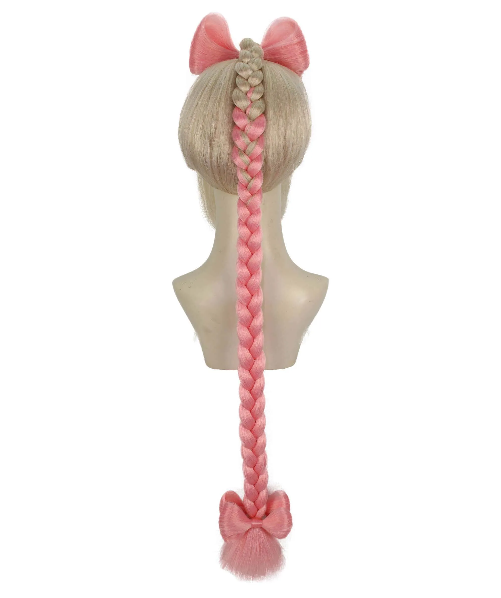 Adult Women's Pink & Blonde Somi Braided Ponytail Wig | Best for Halloween | Flame-retardant Synthetic Fiber