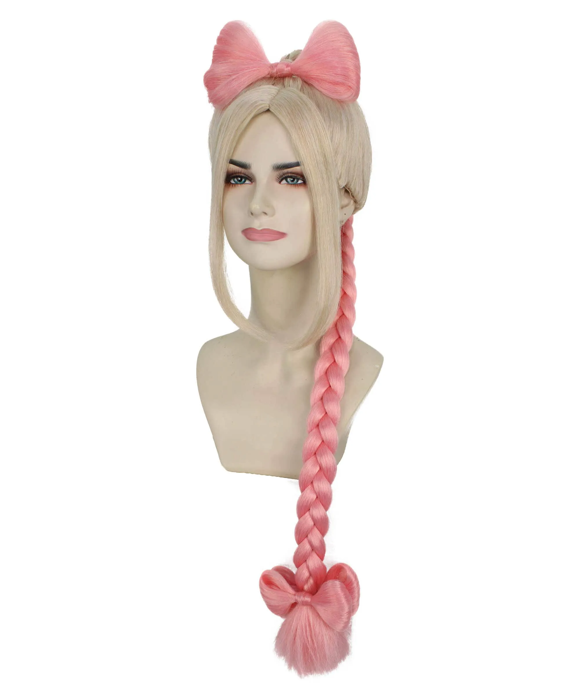 Adult Women's Pink & Blonde Somi Braided Ponytail Wig | Best for Halloween | Flame-retardant Synthetic Fiber