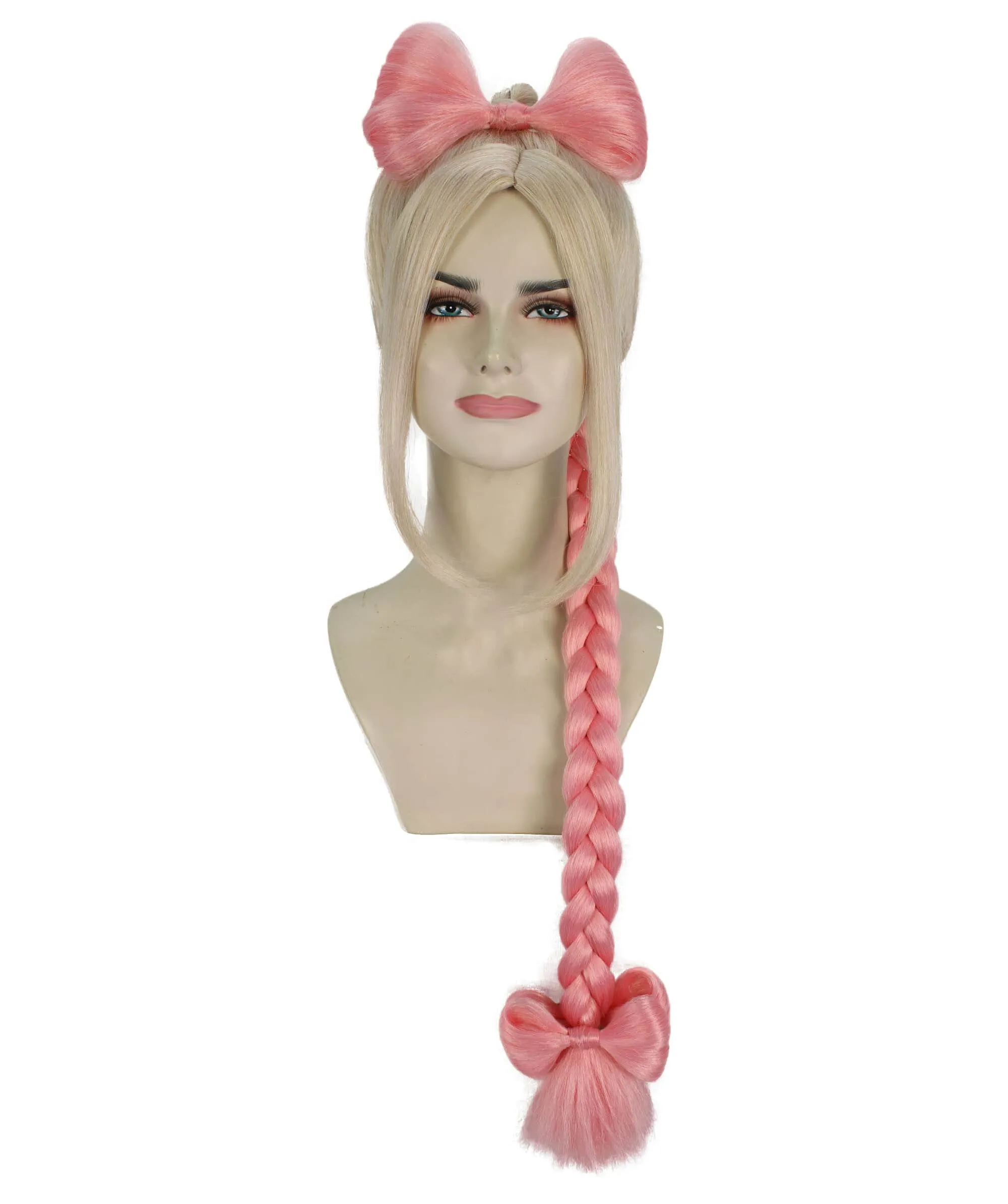 Adult Women's Pink & Blonde Somi Braided Ponytail Wig | Best for Halloween | Flame-retardant Synthetic Fiber
