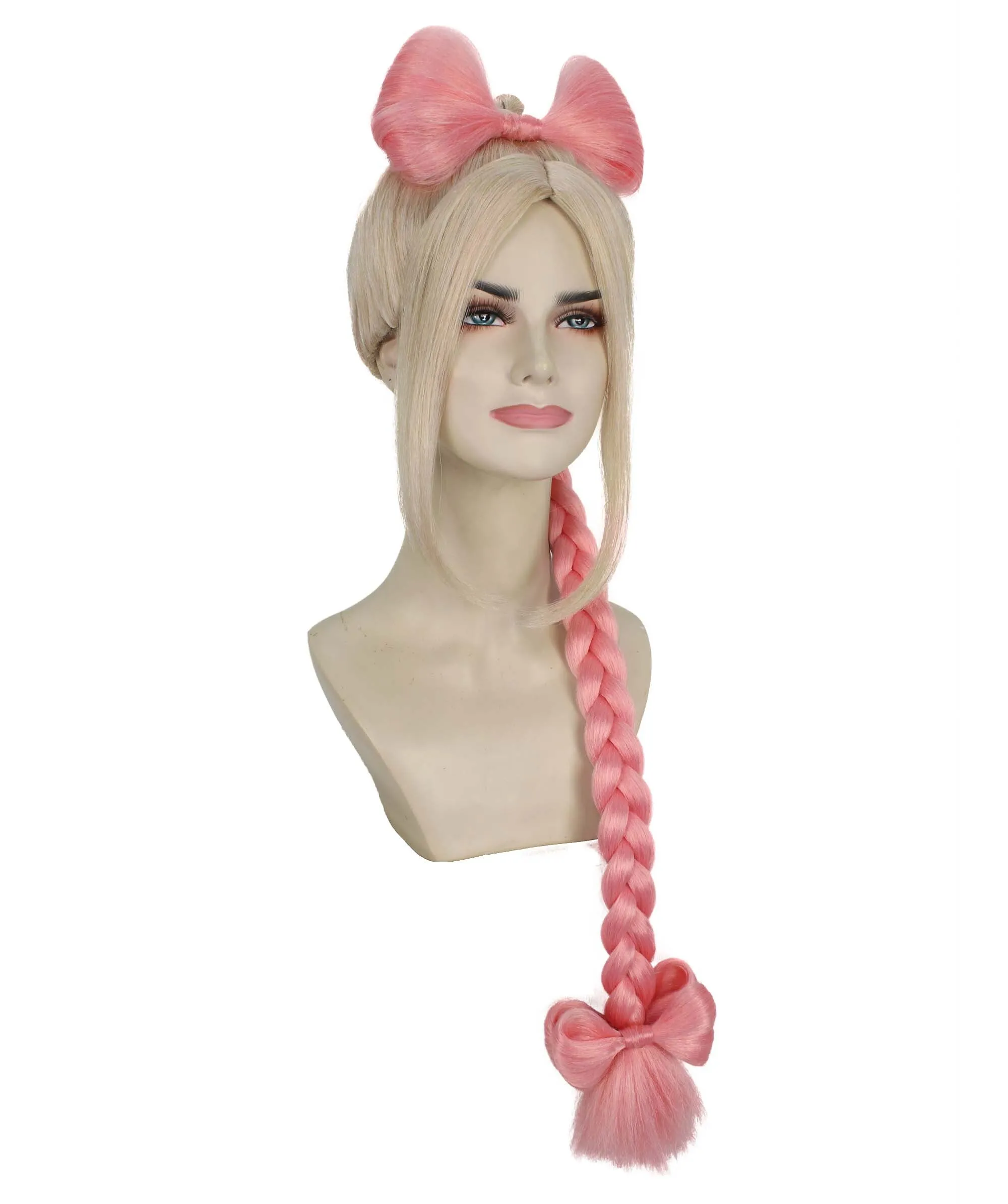 Adult Women's Pink & Blonde Somi Braided Ponytail Wig | Best for Halloween | Flame-retardant Synthetic Fiber