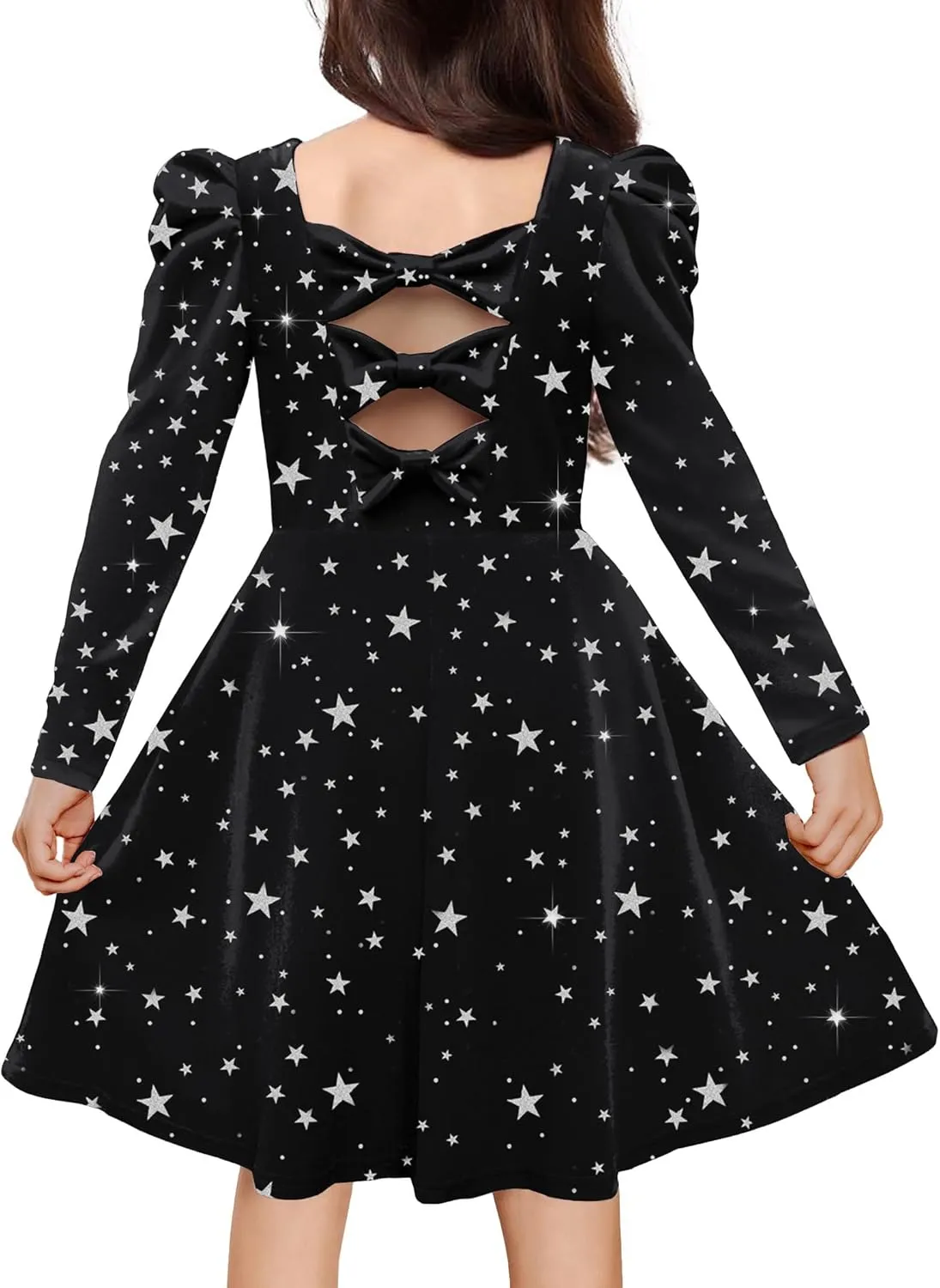 Arshiner Girls Bow Back Velvet Formal Party Dresses with Pockets