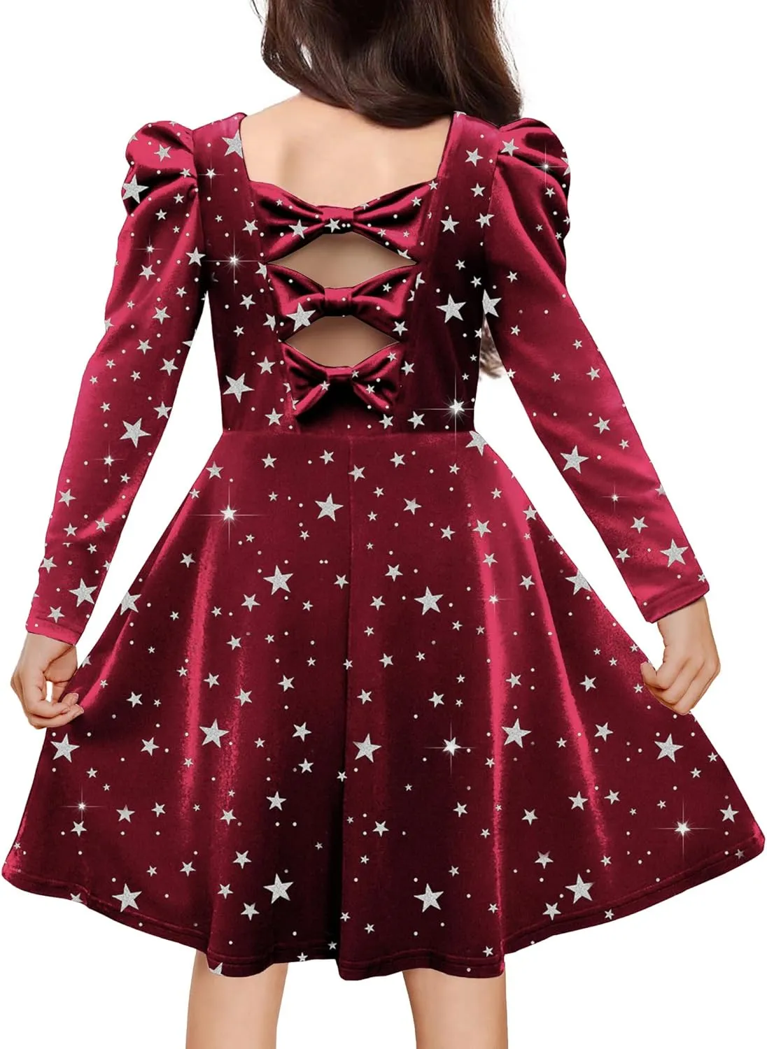 Arshiner Girls Bow Back Velvet Formal Party Dresses with Pockets