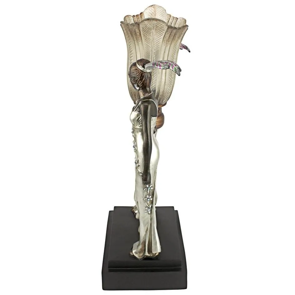 Art Deco Peacock Maidens Tabletop Lamp Statue By Artist Erte