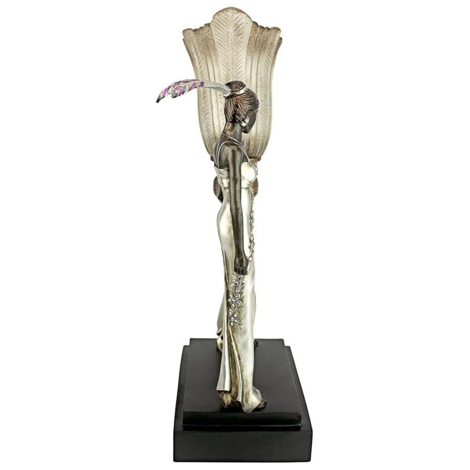Art Deco Peacock Maidens Tabletop Lamp Statue By Artist Erte
