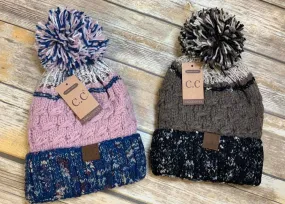 Authentic CC Adults 3 Tone Confetti Beanie Pom Pom with lining