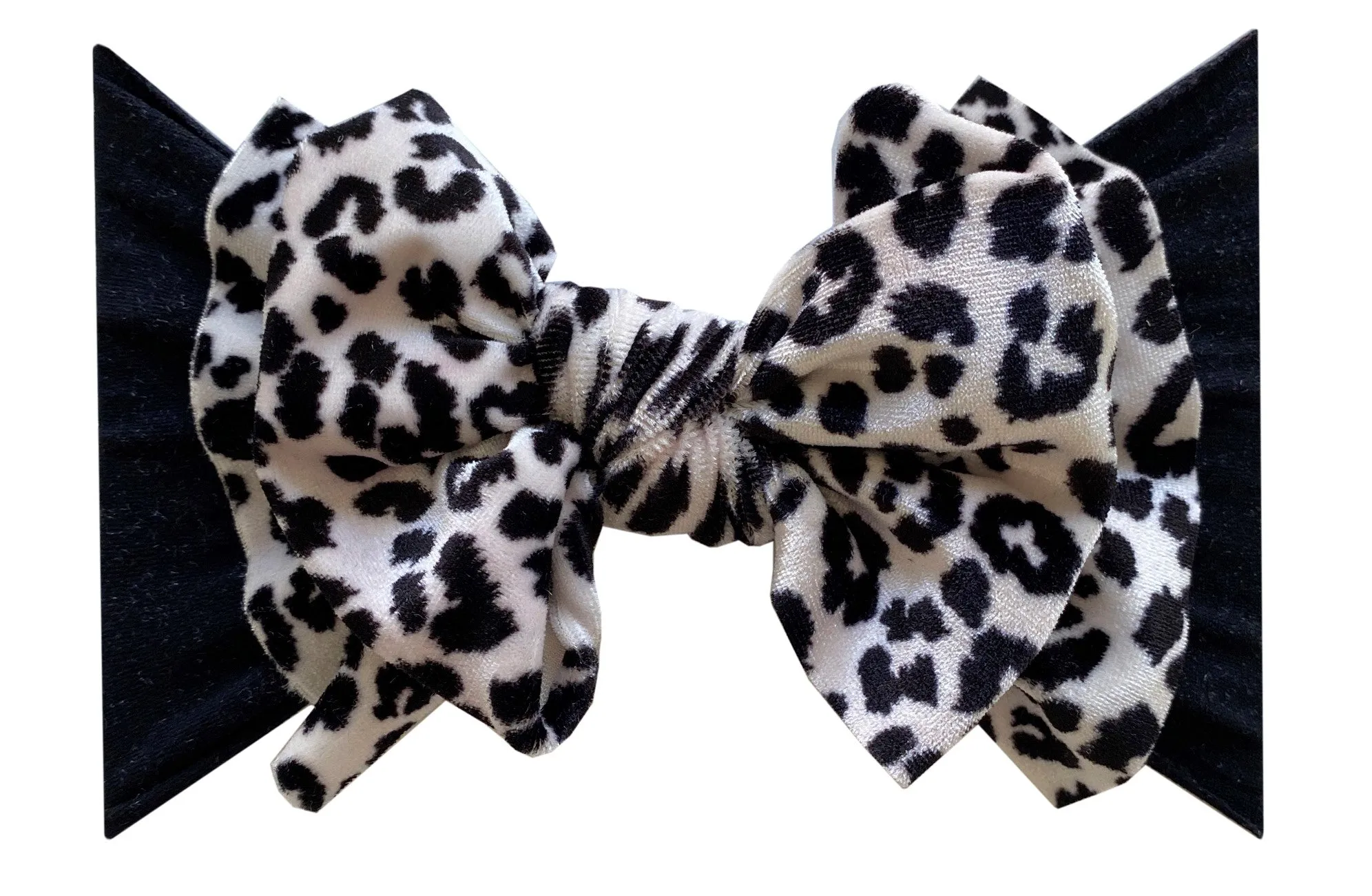 Baby Bling Black & White Leopard Velvet FAB-BOW-LOUS