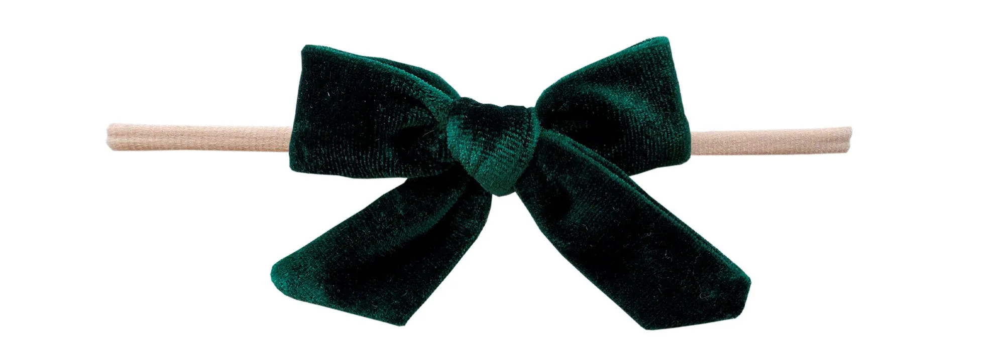 Baby Bling Forest Green / Blush Velvet Bow Skinny Headband