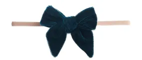 Baby Bling Pine Velvet Bow Skinny Headband