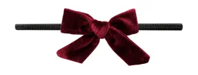 Baby Bling Ruby / Black Velvet Bow Skinny Headband