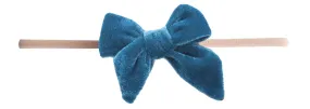 Baby Bling Slate Blue Velvet Bow Skinny Headband