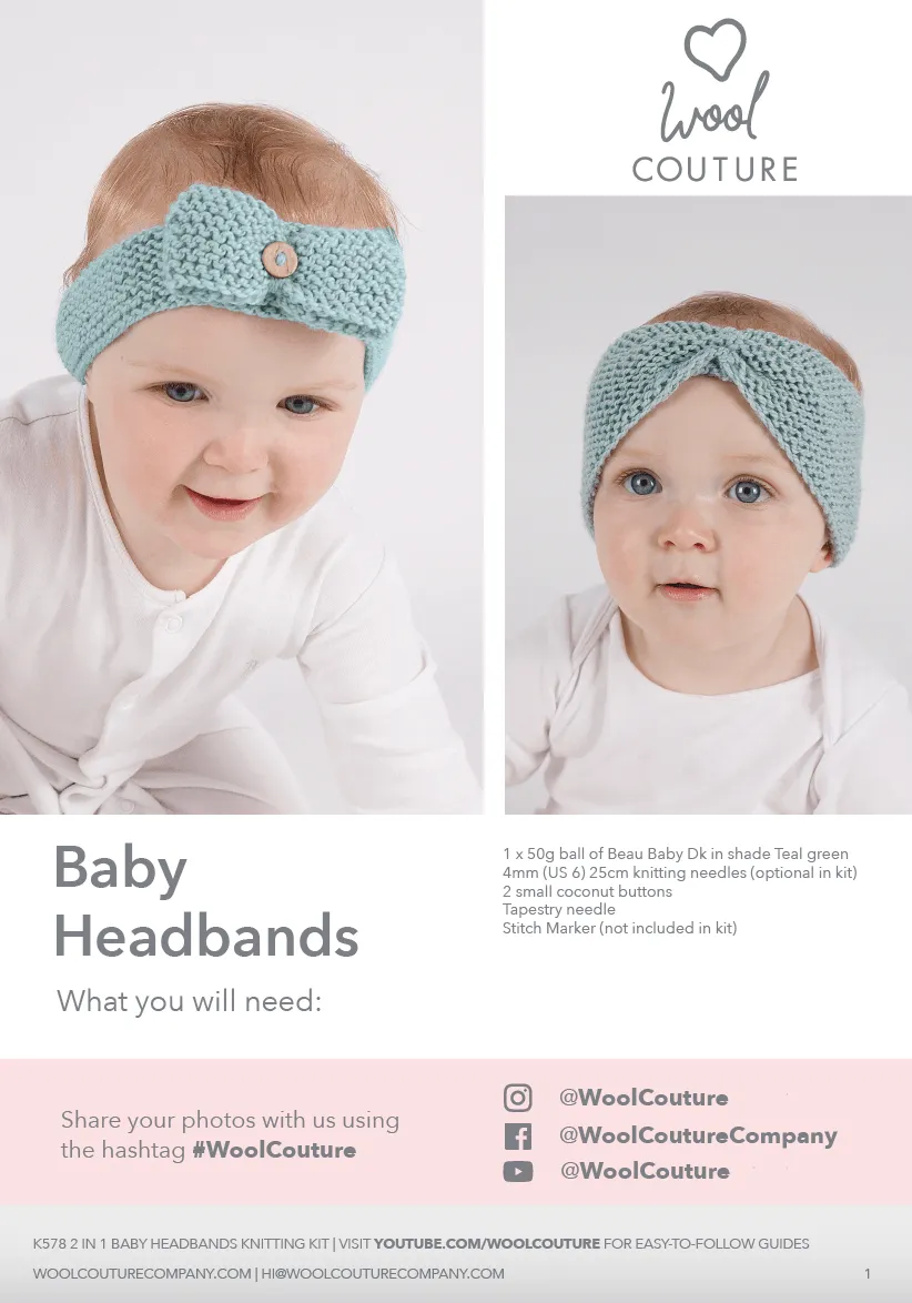 Baby Headbands Knitting Pattern PDF