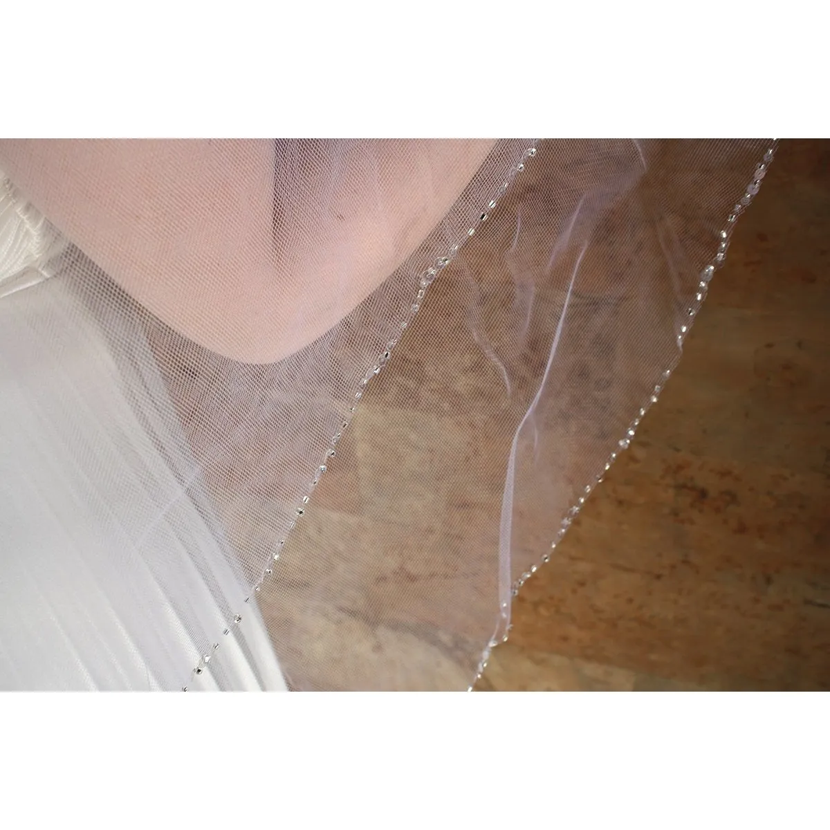 Beaded Border & Cut Edge Veil