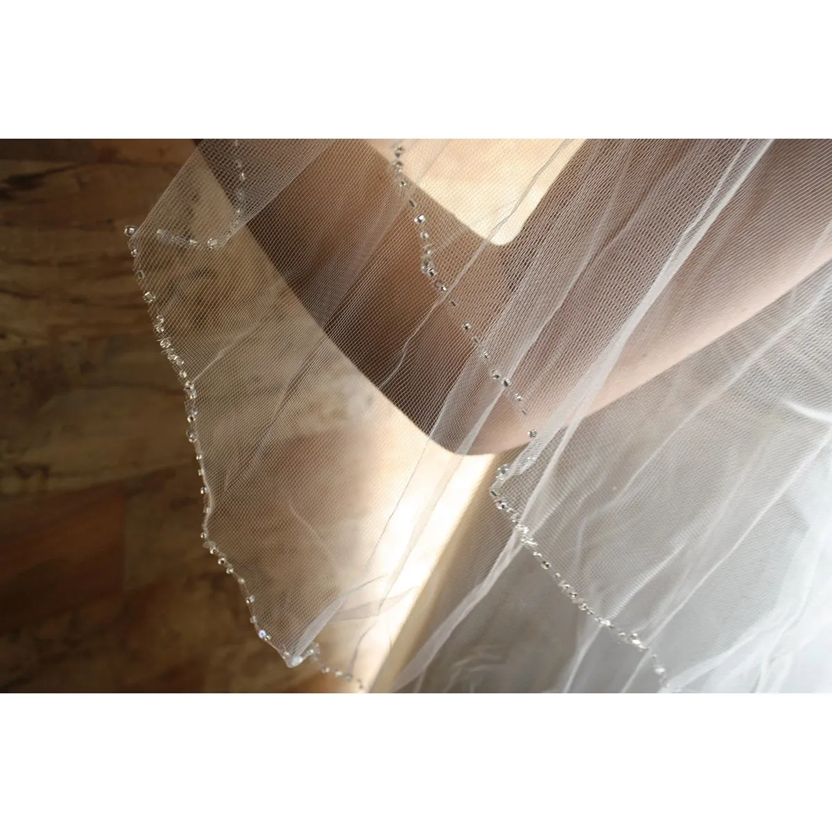 Beaded Border & Cut Edge Veil