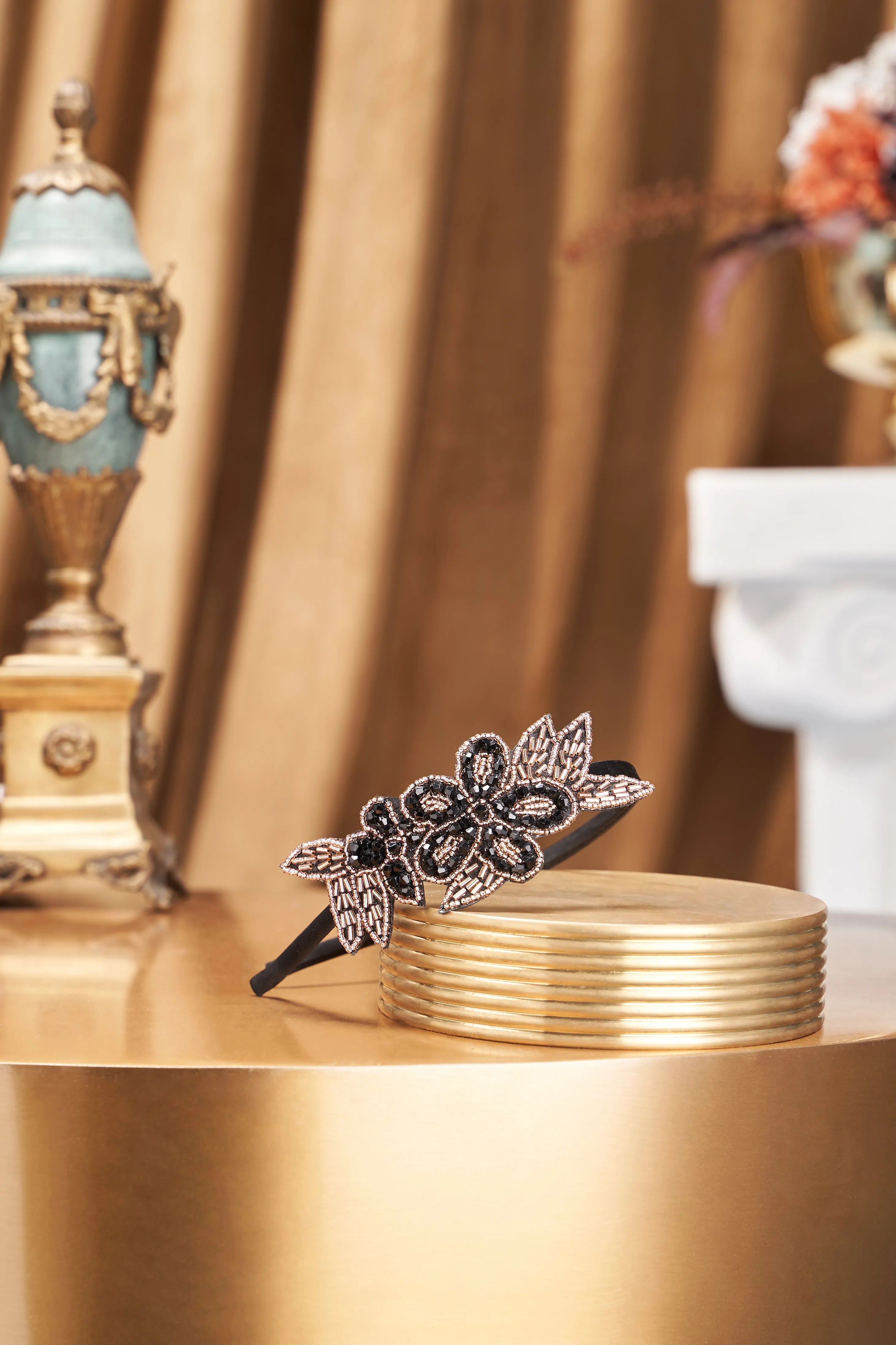 Beaded Leaf Sparkling Headband