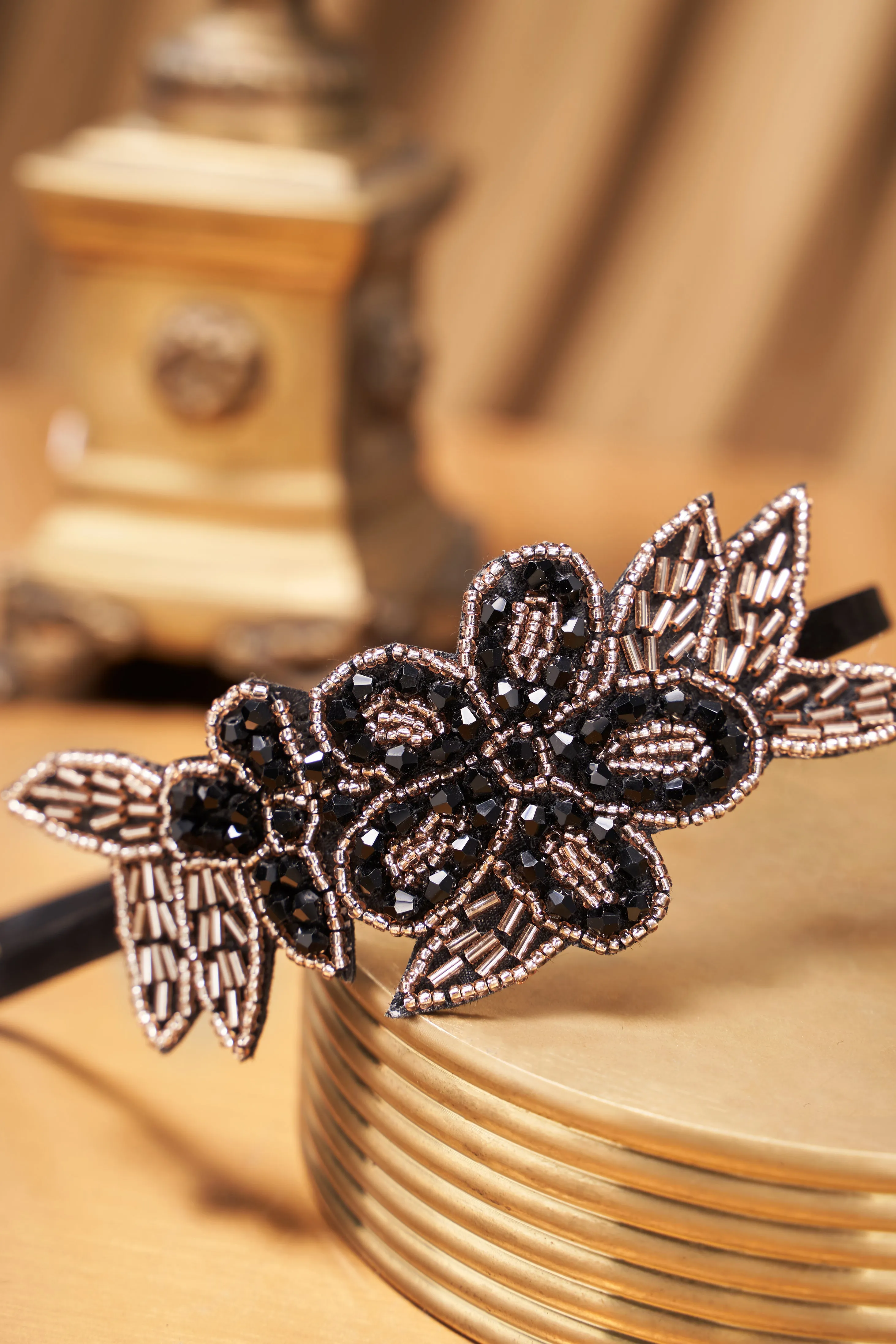 Beaded Leaf Sparkling Headband