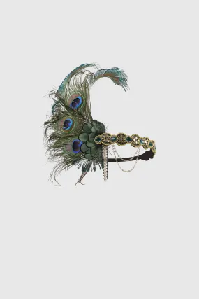 Beaded Peacock Feather Headband