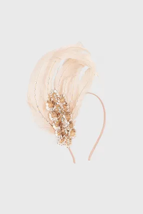 Beaded Sequin Leaf Feather Headband