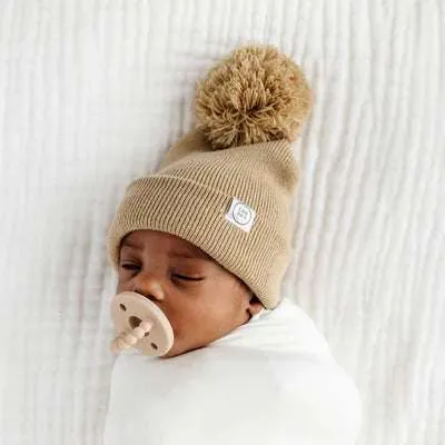 Beanie with Pom - Tan